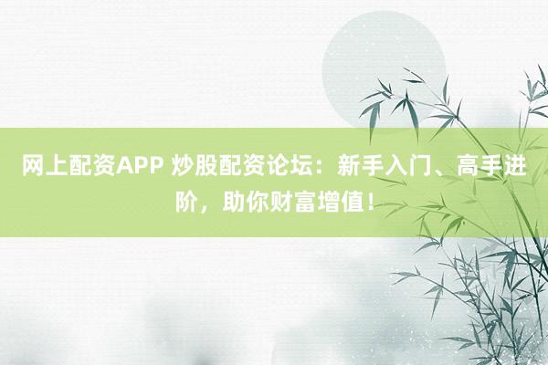 网上配资APP 炒股配资论坛：新手入门、高手进阶，助你财富增值！