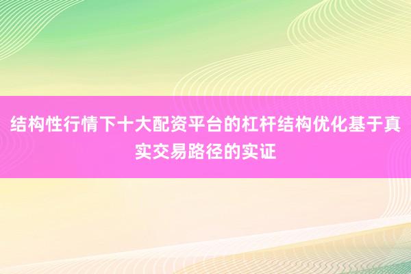 结构性行情下十大配资平台的杠杆结构优化基于真实交易路径的实证
