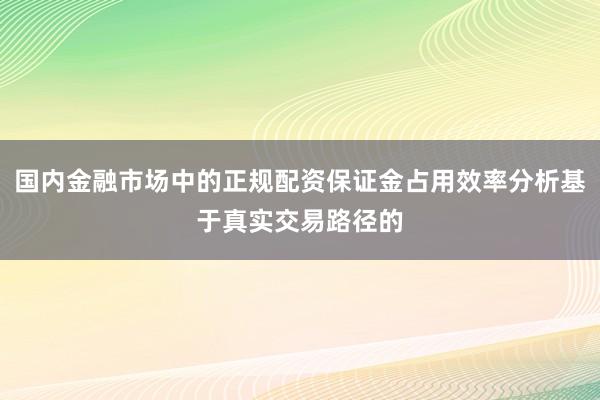 国内金融市场中的正规配资保证金占用效率分析基于真实交易路径的